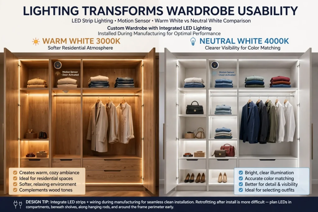 Built-in wardrobe designed for a Dubai apartment