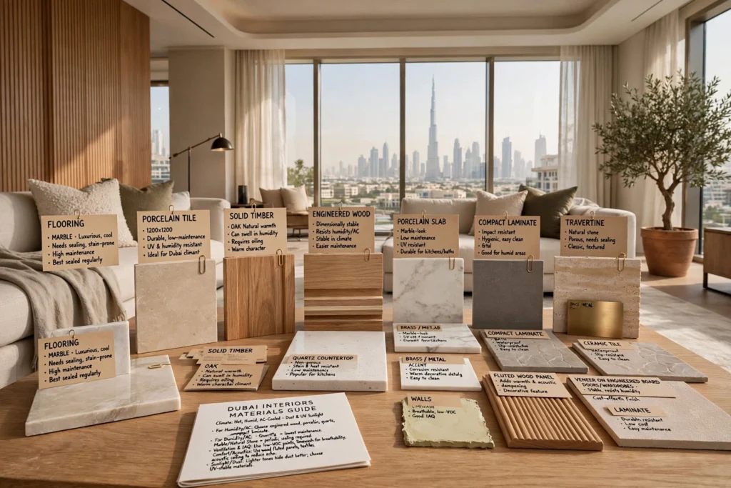 Material selection for modern residential interiors in Dubai