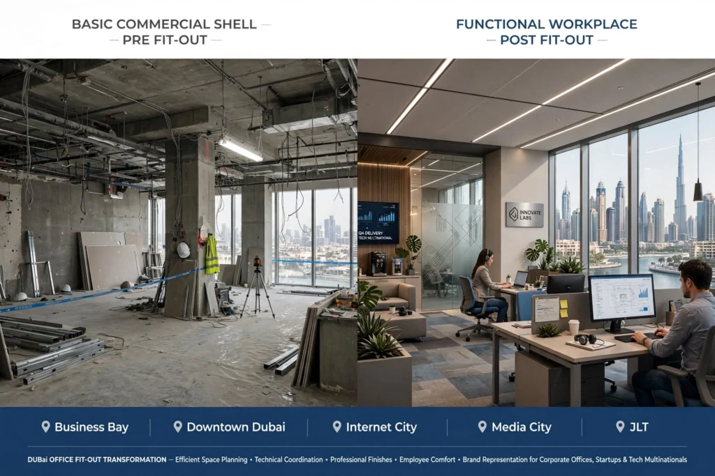 Commercial building interior renovation and fit out in Dubai