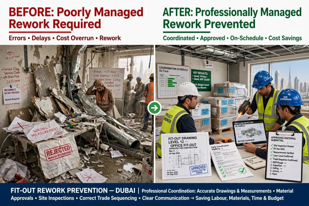 Quality controlled commercial interior fit out project in Dubai