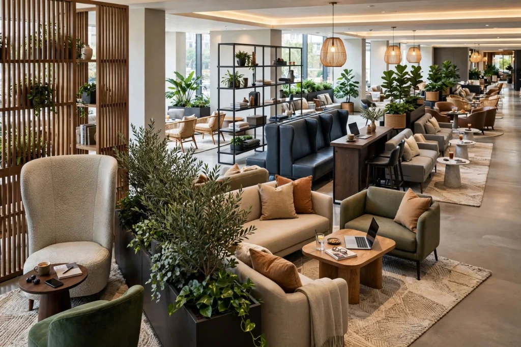 Luxury hotel room with premium furniture