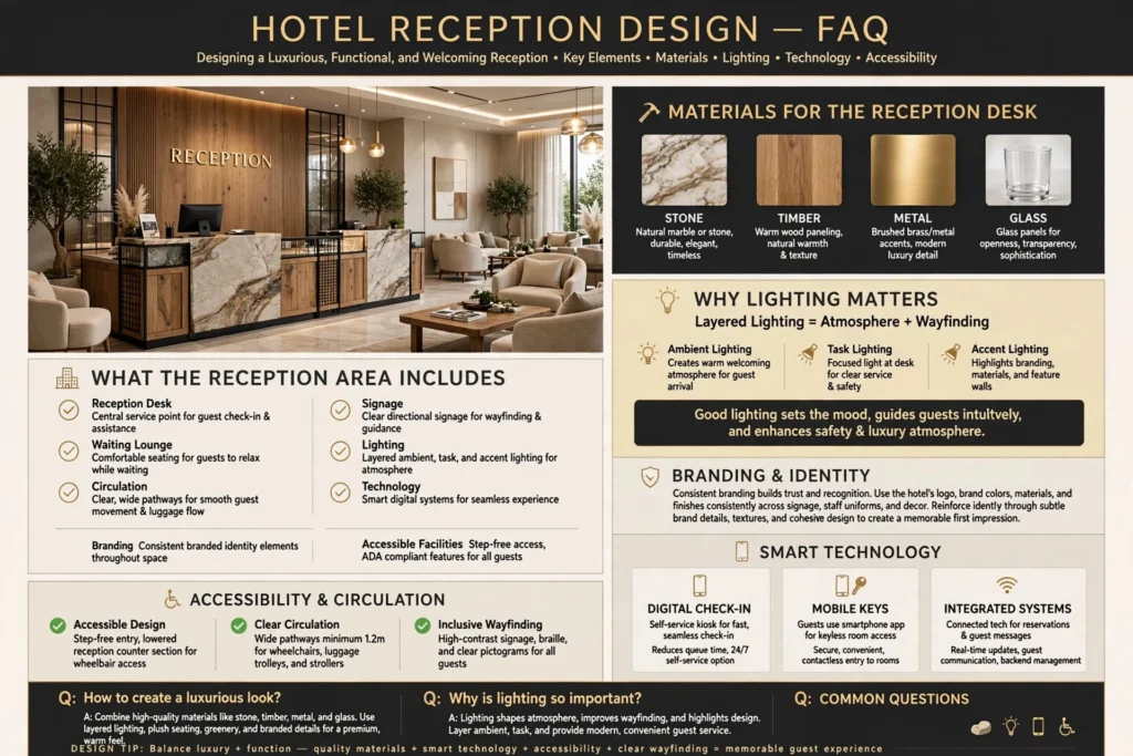 Hotel lobby seating and reception design