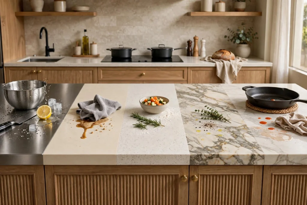 Marble flooring and timber finishes in a luxury Dubai villa