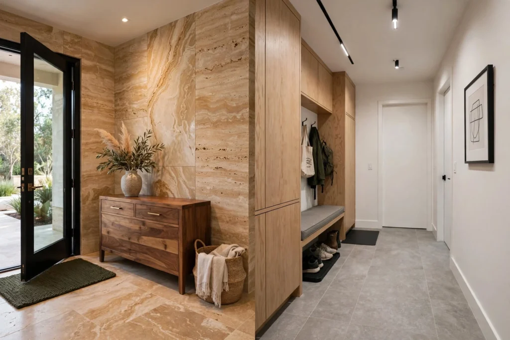 Decorative wall panels and timber finishes in a modern Dubai home