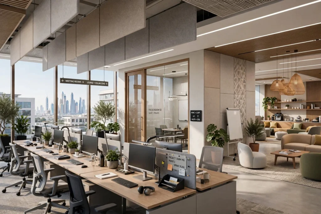 Professional fit out team coordinating construction and interior finishes