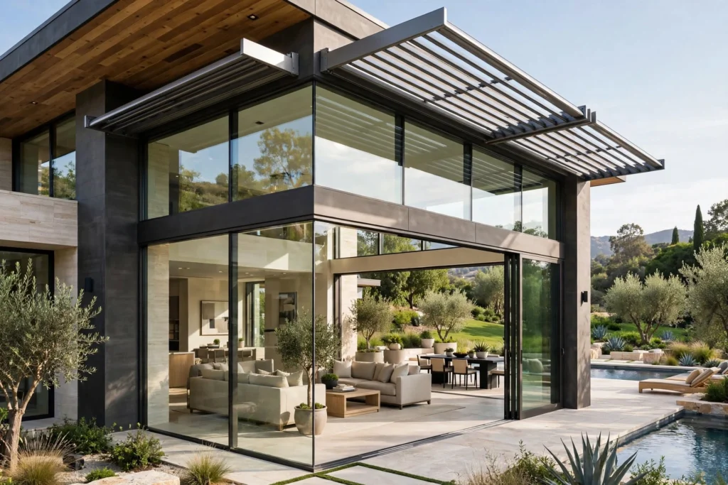 Luxury home façade with modern architecture