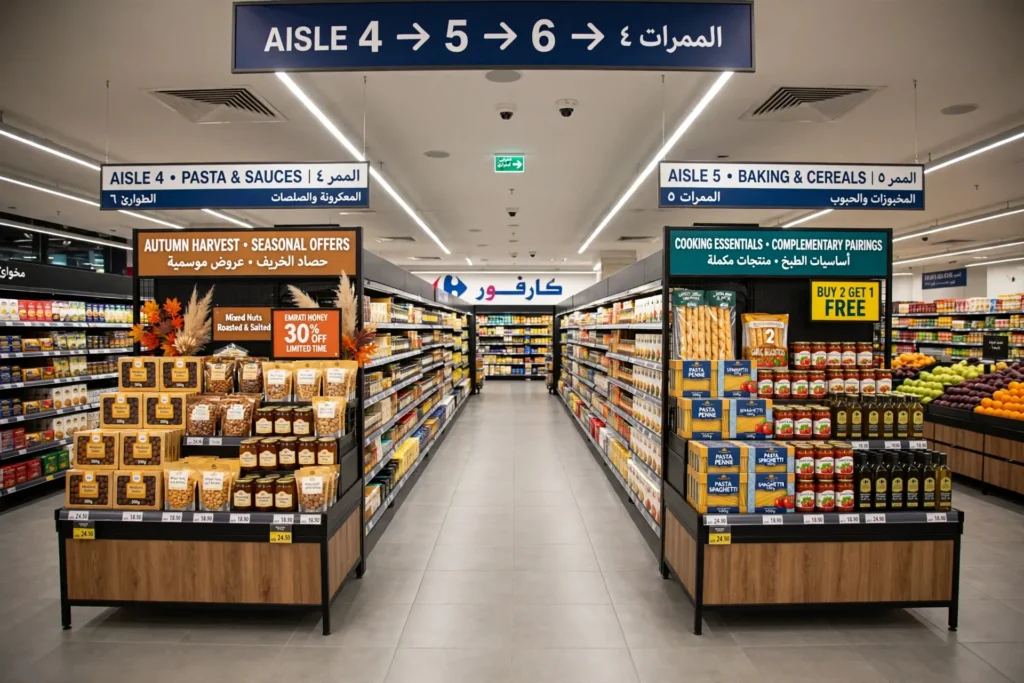 Decompression zone at the entrance of a modern retail shop