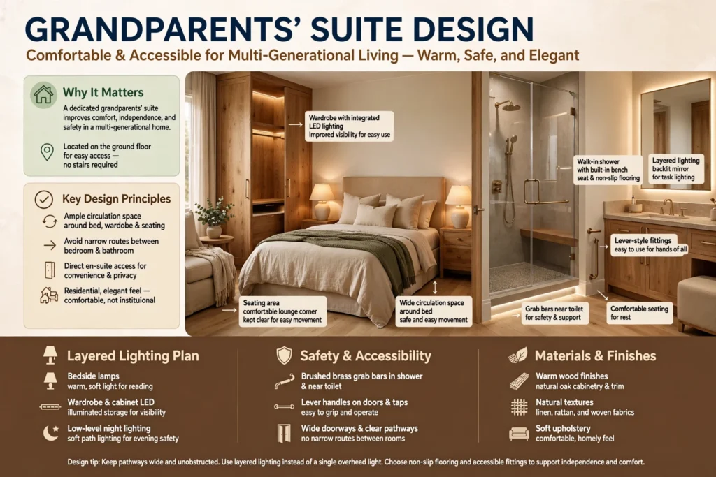 Comfortable living space for grandparents parents and children