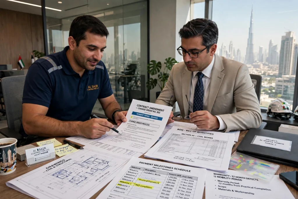 Interior fit-out company reviewing previous residential and commercial projects